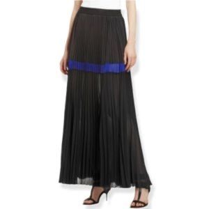 BCBGMAXAZRIA Dallin B. Black Comb Maxi Pleated Skirt in Size Small